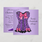 Invitation Fête de Fiançailles Corset Léopard Violet (Devant / Derrière)