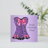 Invitation Fête de Fiançailles Corset Léopard Violet (Debout devant)