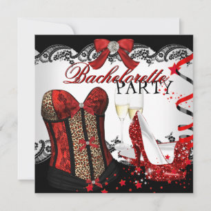 Invitation Fête de Fiançailles Corset Rouge en Dentelle Champ