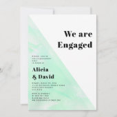 Invitation Fête de fiançailles couleur verte à la menthe (Devant)