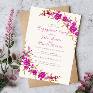 Invitation Fête de fiançailles dans un jardin de fleurs de tr