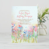 Invitation Fête de fiançailles d'aquarelle - Pré des fleurs (Debout devant)