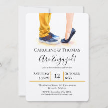 Fête de fiançailles de couple à l'aquarelle modern