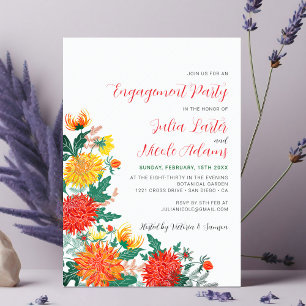 Invitation Fête de fiançailles de Dahlia de printemps jaune p
