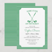 Invitation Fête de Fiançailles de Golf Rayures Vertes (Devant / Derrière)