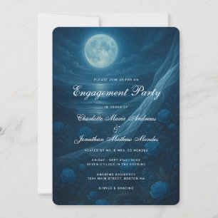 Invitation Fête de Fiançailles de la Lune de Plage Bleue Goth