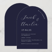 Invitation Fête de fiançailles de la Marine d'architecture mo (Devant / Derrière)