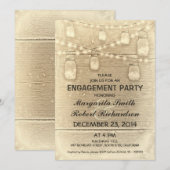 Invitation fête de fiançailles de mason jars style rustique (Devant / Derrière)