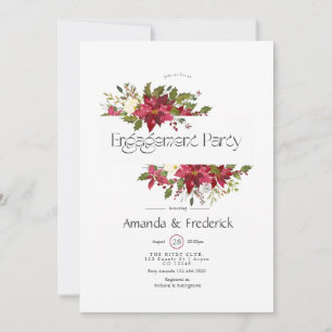 Invitation Fête de fiançailles de Noël avec Holly et Poinsett