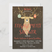 Invitation Fête de fiançailles de Noël rustique avec cerfs (Devant)