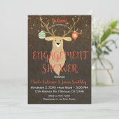 Invitation Fête de fiançailles de Noël rustique avec cerfs (Debout devant)