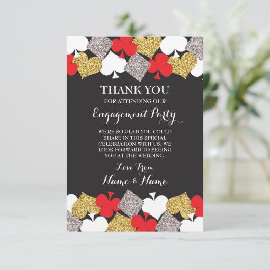 Invitation Fête de fiançailles de remerciement Mariage Vegas  (Debout devant)