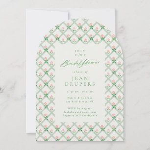 Invitation Fête de Fiançailles de Treillis Floral Rose de Cot