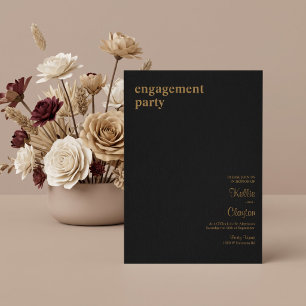 Invitation Fête de fiançailles de type moderne simple noir