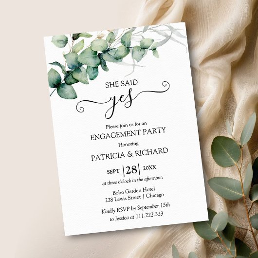 Invitation Fête de fiançailles de verdure