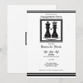 Invitation Fête de fiançailles d'échecs Roi & Reine Noir Blan (Devant / Derrière)