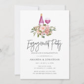 Invitation Fête de fiançailles dégustation de vin Blush flora (Devant)