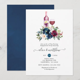 Invitation Fête de fiançailles dégustation de vin bordeaux et