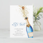 Invitation Fête de fiançailles des couples Blue Let's Toast (Debout devant)