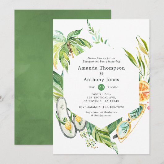 Invitation Fête de fiançailles d'été (Devant / Derrière)