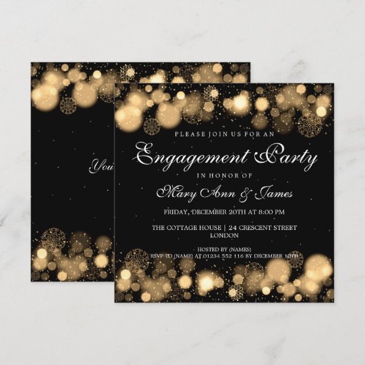 Invitation Fête de fiançailles d'hiver (Devant / Derrière)