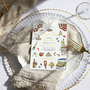 Invitation Fête de fiançailles doodle d'été italien