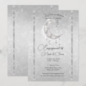 Invitation Fête de fiançailles du croissant de lune étoilé bl (Devant / Derrière)