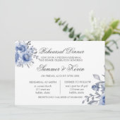 Invitation Fête de fiançailles Dusty Blue et Grey Peony  (Debout devant)