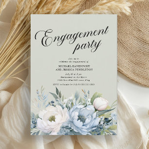 Invitation Fête de fiançailles Dusty Blue Sage Green