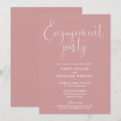 Invitation Fête de fiançailles écriture rose poudré (Devant / Derrière)