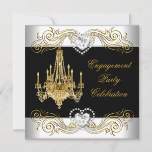 Invitation Fête de fiançailles Élégant lustre argenté blanc