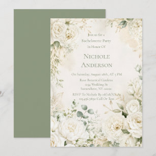 Invitation Fête de Fiançailles Élégante aux Florales d'Ivoire