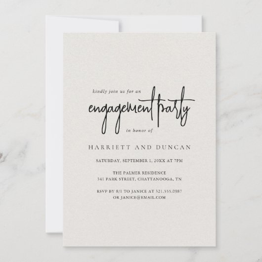 Invitation Fête de fiançailles élégante Beige neutre intempor (Devant)