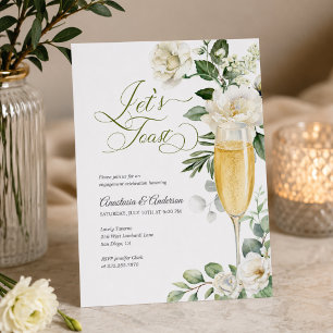 Invitation Fête de fiançailles Élégante Champagne avec Verdur