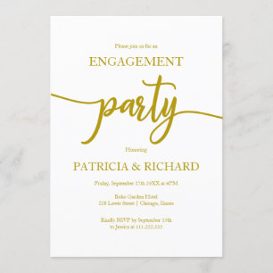 Invitation Fête de fiançailles élégante en or