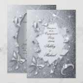 Invitation fête de fiançailles élégante et luxueuse avec pail (Devant / Derrière)