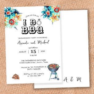 Invitation Fête de fiançailles Élégante Florale Rustique I Do