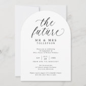 Invitation Fête de fiançailles élégante noir et blanc (Devant)