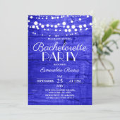 Invitation Fête de Fiançailles en Bois Bleu Royal Rustique (Debout devant)