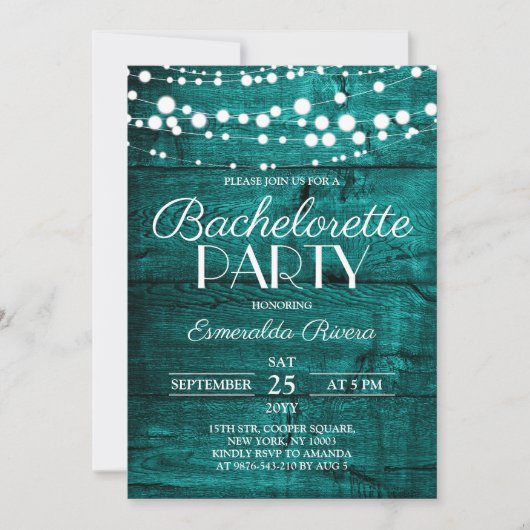 Invitation Fête de Fiançailles en Bois de Teck Rustique (Devant)