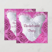 Invitation Fête de Fiançailles en Corset en Damassé Rose Chau (Devant / Derrière)