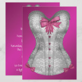 Invitation Fête de Fiançailles en corset rose vif (Devant / Derrière)