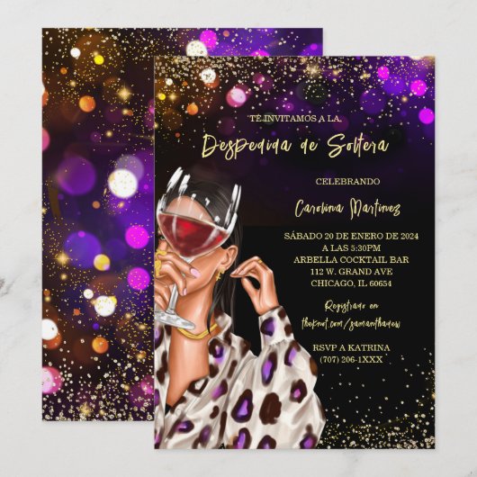 Invitation Fête de Fiançailles en Espagnol (Devant / Derrière)