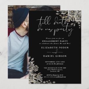 Invitation Fête de fiançailles en noir et blanc gothique