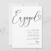 Invitation Fête de fiançailles en noir et blanc moderne (Devant)