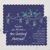 Invitation Fête de fiançailles en pot Mason avec fleurs jaune (Devant / Derrière)