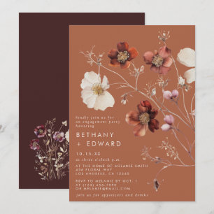Invitation Fête de fiançailles en terre cuite florale automna