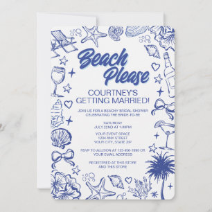 Invitation Fête de fiançailles fantaisiste sur la plage dessi