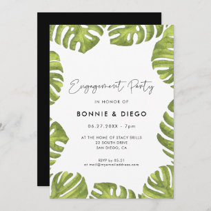 Invitation Fête de fiançailles feuilles de palme vert tropica