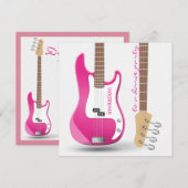 Invitation Fête de Fiançailles Fille Guitare Électrique Rose  (Devant / Derrière)